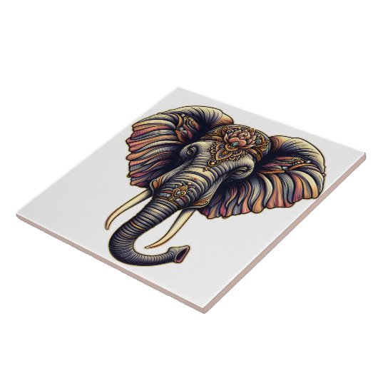 Carreau Art de l'éléphant de l'aube fleuri (Côté)