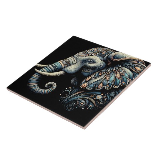 Carreau Art de l'éléphant de l'aube fleuri (Côté)