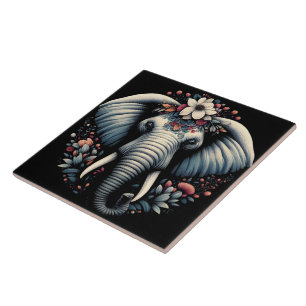 Carreau Art de l'éléphant de l'aube fleuri