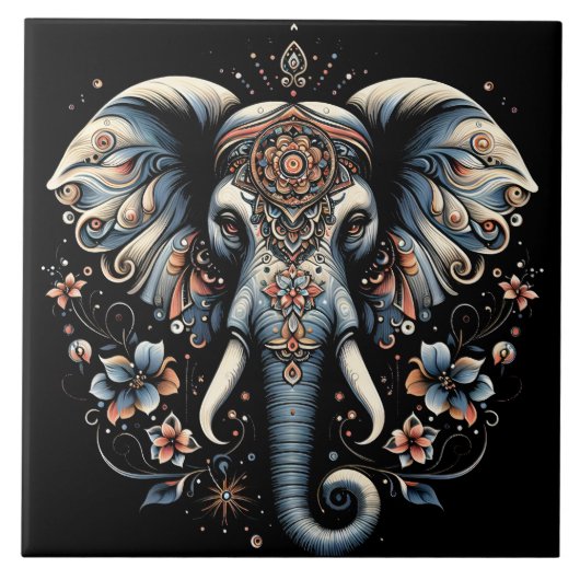 Carreau Art de l'éléphant de l'aube fleuri (Devant)
