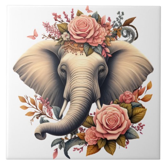 Carreau Art de l'éléphant de l'aube fleuri (Devant)