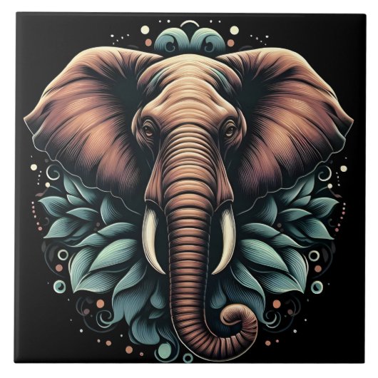 Carreau Art de l'éléphant de l'aube fleuri (Devant)