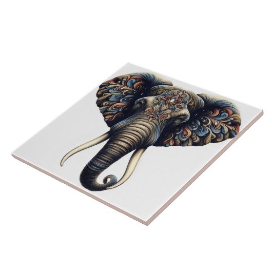 Carreau Art de l'éléphant de l'aube fleuri (Côté)