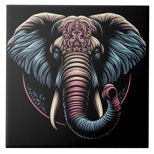 Carreau Art de l'éléphant de l'aube fleuri (Devant)