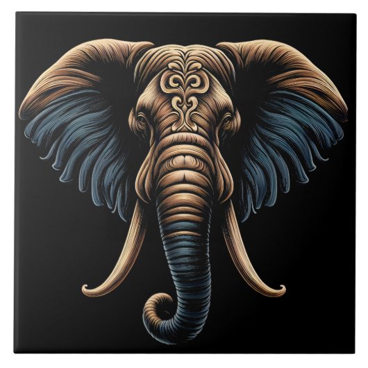 Carreau Art de l'éléphant de l'aube fleuri (Devant)