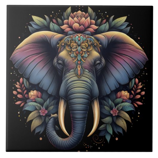 Carreau Art de l'éléphant de l'aube fleuri (Devant)