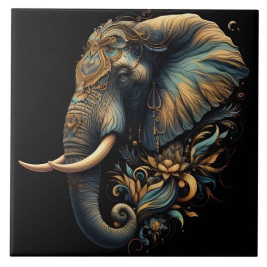 Carreau Art de l'éléphant de l'aube fleuri (Devant)