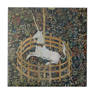 Carreau Art de licorne médiévale vintage en captivité