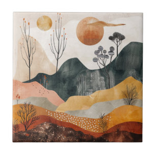 Carreau Art de montagne Terracotta Ocbre Twin Sun milieu d