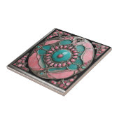 Carreau Art de mosaïque Abstraite, pinkish et turquoise (Côté)