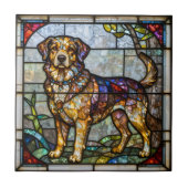 Carreau Art de mosaïque en faux vitrail de chien Retriever (Devant)