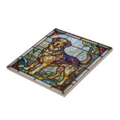 Carreau Art de mosaïque en faux vitrail de chien Retriever (Côté)
