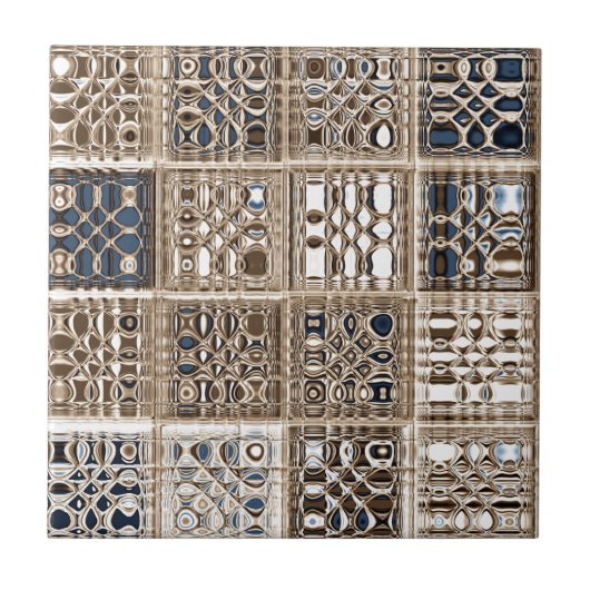 Carreau Art de motif de mosaïque de Sari de brun bleu (Devant)