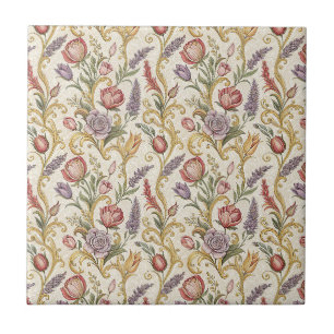 Carreau Art de motif floral orné vintage français