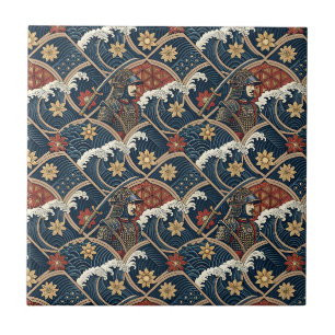 Carreau Art de motif japonais Guerrier Samouraï & Vague Oc