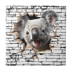 Carreau Art de mur cassé 3D Koala – Safari réaliste