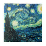 Carreau Art de nuit Starry<br><div class="desc">Starry Night est l'art vintage populaire de Vincent van Gogh. Style post impressionniste,  peint en 1889 alors que l'artiste était à Saint Rémy,  France.</div>