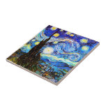 Carreau Art de nuit Van Gogh Starry<br><div class="desc">Starry Night,  art de Vincent van Gogh.</div>