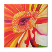 Carreau Art de peinture à l'aquarelle de fleurs de Gerbera (Devant)