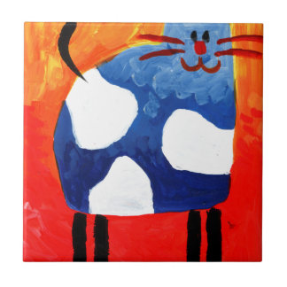 Carreau Art de peinture de dessin d'amusement de chat fait