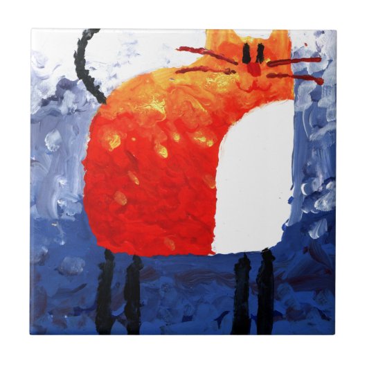 Carreau Art de peinture de dessin d'amusement de chat fait (Devant)