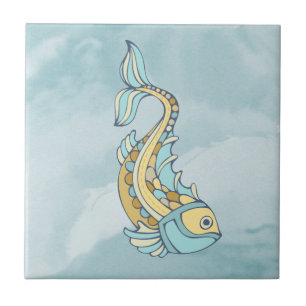 Carreau Art de poisson mosaïque bleue nautique