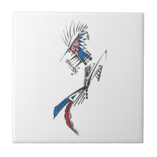 Carreau Art de tatouage tribal abstrait coloré pour voyage
