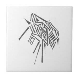 Carreau Art de tatouage tribal abstrait noir et blanc colé