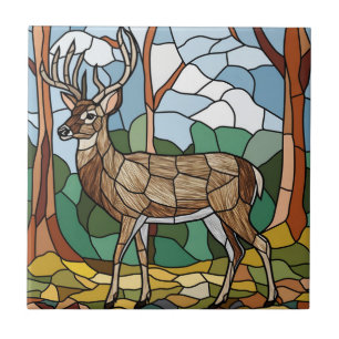 Carreau Art de verre coloré, style de cerf en verre coloré