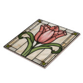 Carreau Art de vitrail de tulipe rose (Côté)