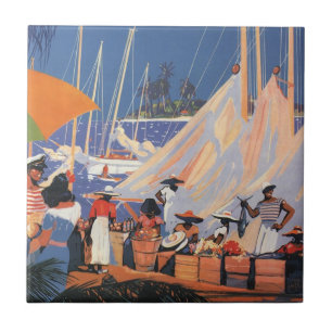 Carreau Art de voyage vintage aux Bahamas, Fly Nassau par 