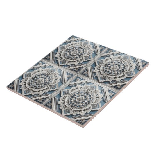 Carreau Art Déco 4 lignes carrés Toutes les nuances gris b (Côté)