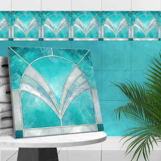 Carreau Art Déco Aquamarine & Pearl