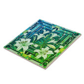 Carreau Art Déco Art Nouveau Lily Fleur vert Floral (Côté)