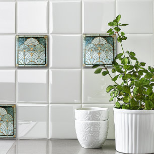 Carreau Art Déco Art Nouveau Vert Or Élégant Joli