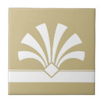 Carreau Art Déco Beige Blanc Fleur géométrique Élément 06<br><div class="desc">Décor élégant de style art déco blanc,  élément fleuri géométrique sur un carrelage en céramique arrière - plan beige. Design chic et élégant,  parfait pour un intérieur moderne ou art déco rétro de style vintage.</div>