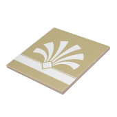 Carreau Art Déco Beige Blanc Fleur géométrique Élément 06 (Côté)