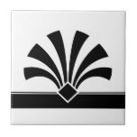 Carreau Art Déco Black White Flower Element géométrique 06<br><div class="desc">Élégant noir et blanc art déco de style art déco élément de fleurs géométriques ornement céramique décorative carreaux. Design chic et élégant,  parfait pour un intérieur moderne ou art déco rétro.</div>