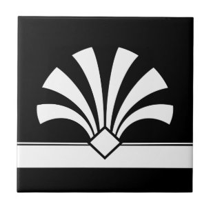 Carreau Art Déco Blanc Noir Fleur géométrique Elément 06