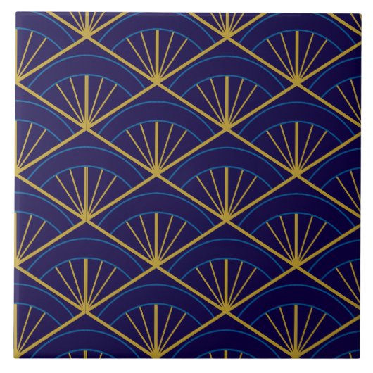 Carreau Art Déco Bleu Or Géométrique (Devant)