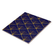 Carreau Art Déco Bleu Or Géométrique (Côté)
