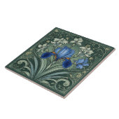 Carreau Art Deco Blue Iris Bloom Floral Motifs Botanical (Côté)