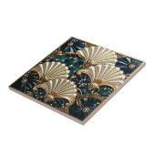 Carreau Art déco Blue Ivory, Gems et Ventilateur or (Côté)