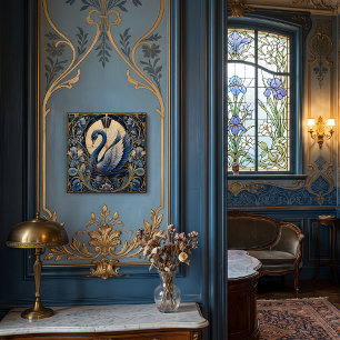 CARREAU ART DÉCO CYGNE BLEU ACCENT DÉCORATIF VINTAGE