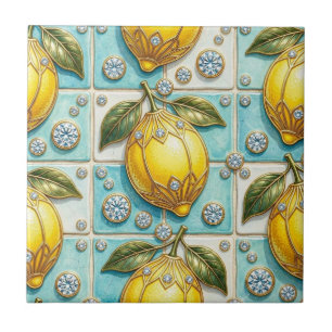 Carreau Art Déco de citrons et de diamants en motif contin