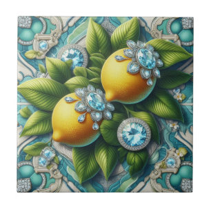 Carreau Art Déco de citrons et de diamants en motif contin