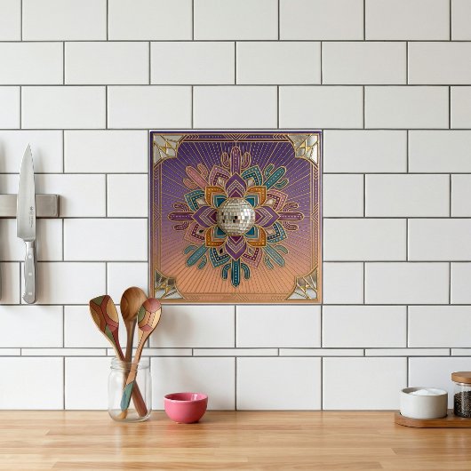 Carreau Art Deco Desert Disco Mandala Ceramic Tile
