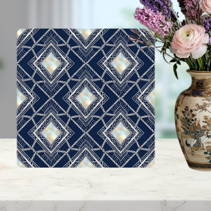 Carreau Art Déco Diamant Géométrique Argent Nacre