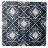 Carreau Art Deco Diamond Geometric Silver Navy Inlay (Devant)