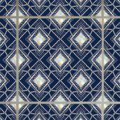Carreau Art Deco Diamond Geometric Silver Navy Inlay